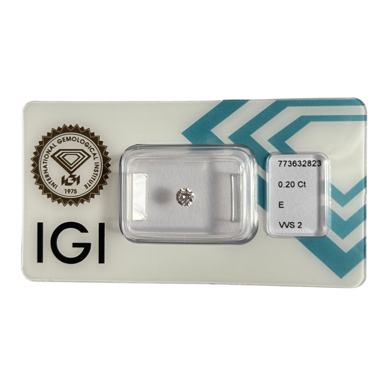 Natürlicher Diamant Farbe E, rund Brilliant Cut, 0,20 ct, VVS2, zertifizierter Edelstein für Schmuck.