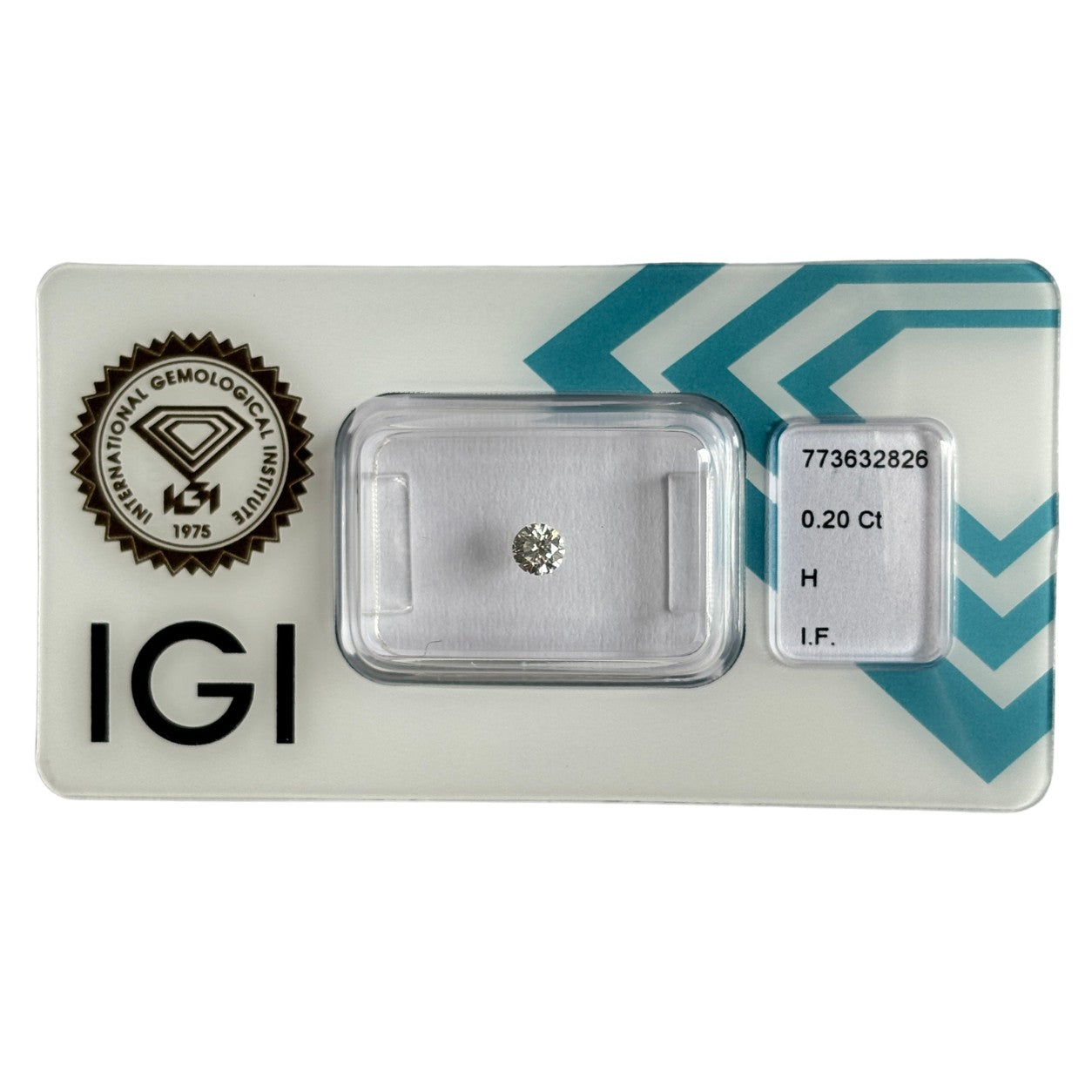 Natürlicher Diamant Farbe H, rund Brilliant Cut, 0,20 ct, IF, zertifizierter, lupenreiner Edelstein für Schmuck.