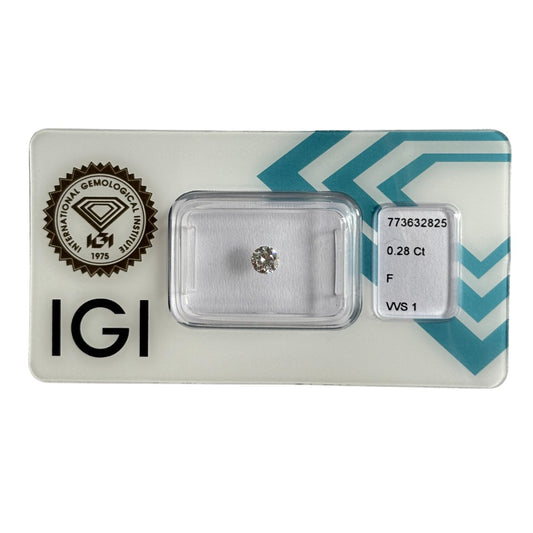 Natürlicher Diamant Farbe F, rund Brilliant Cut, 0,28 ct, VVS1, zertifizierter, wertvoller Edelstein für Schmuck.