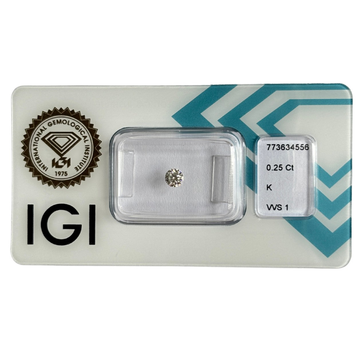 Natürlicher Diamant Farbe K, rund Brilliant Cut, 0,25 ct, VVS1, zertifizierter Edelstein für Schmuck.