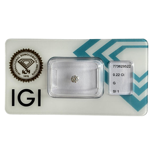 Natürlicher Diamant Farbe G, rund Brilliant Cut, 0,22 ct, SI1, zertifizierter Edelstein für Schmuck.