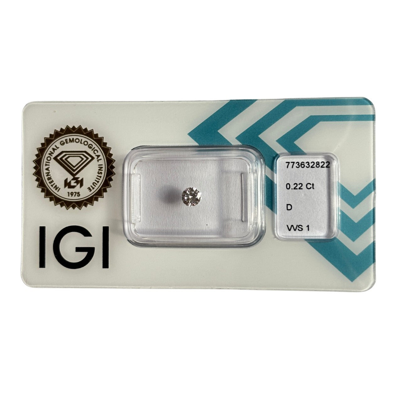Natürlicher Diamant Farbe D, rund Brilliant Cut, 0,22 ct, VVS1, zertifizierter Stein für Schmuck.