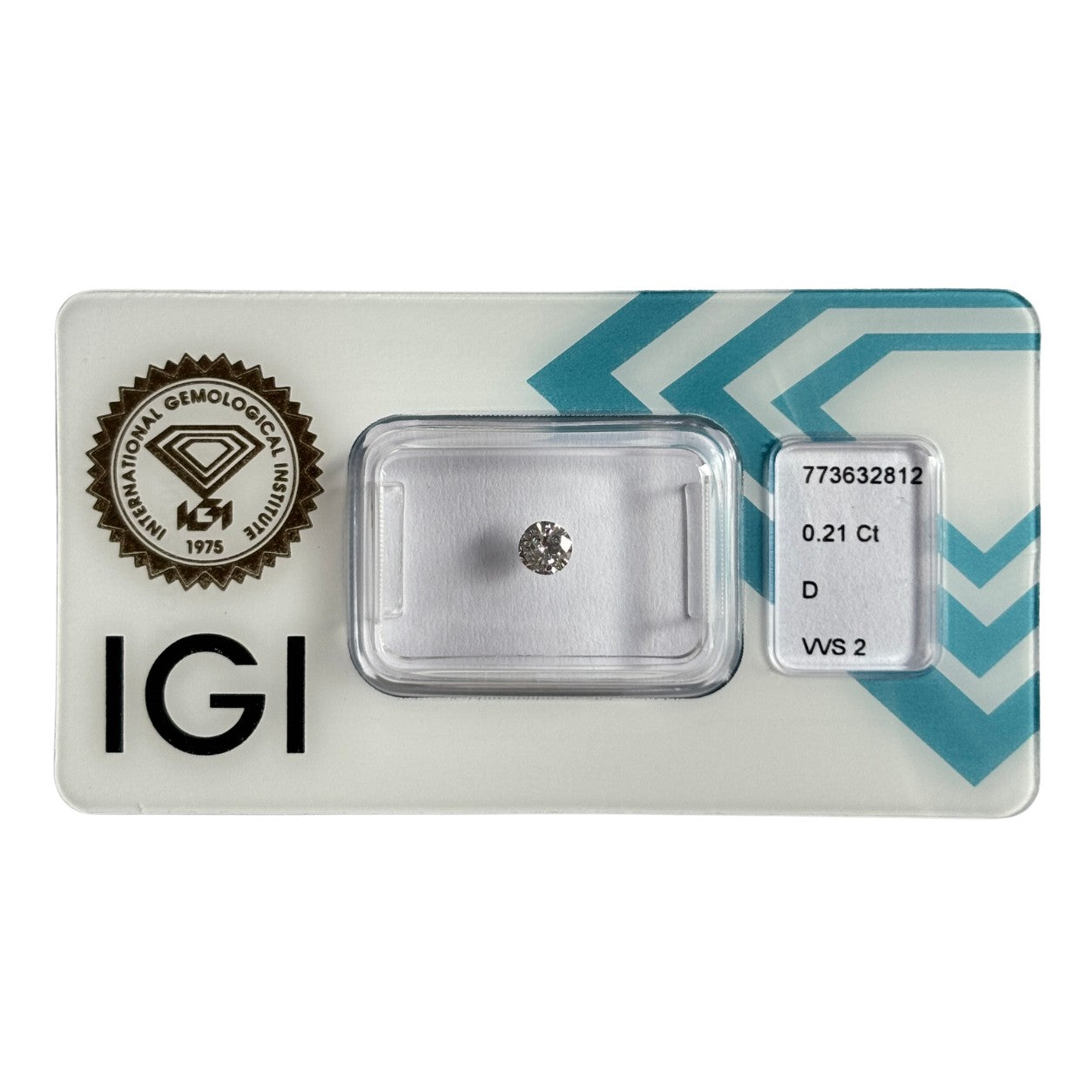 Natürlicher Diamant Farbe D, rund Brilliant Cut, 0,21 ct, VVS2, zertifizierter Stein für Schmuck.