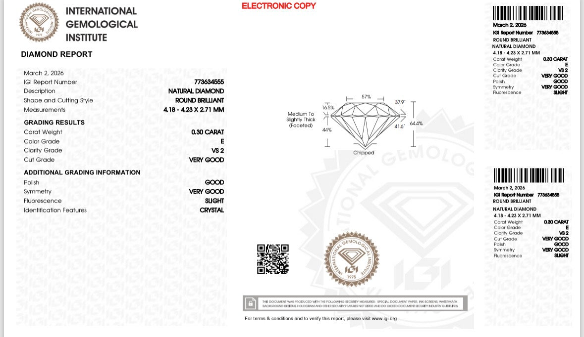 Natürlicher Diamant – 0,30 ct | Round Brilliant | E / VS2