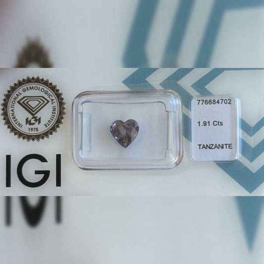 Natürlicher Tansanit – 1,91 ct | Heart Mixed Cut | Tief Grünlich-Blau-Violett