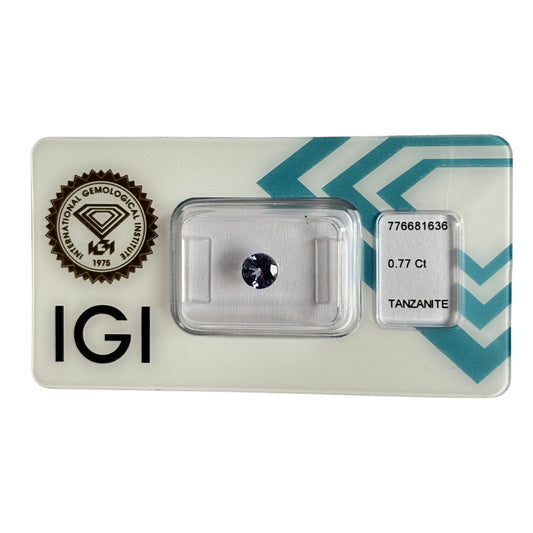 Natürlicher violett-blauer Tansanit, rund Mixed Cut, 0,77 ct, zertifizierter Edelstein für hochwertigen Schmuck