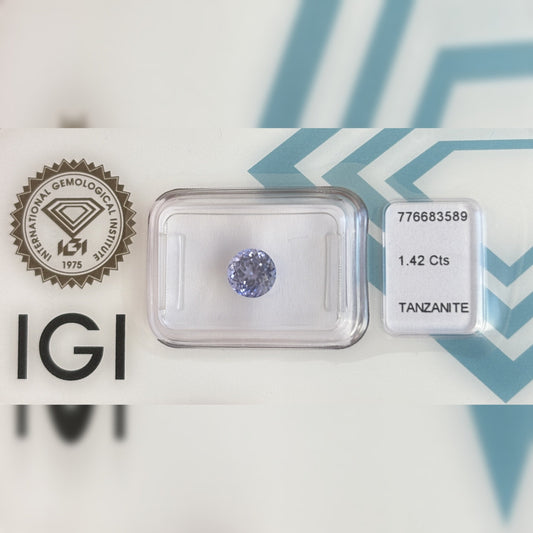 Natürlicher Tansanit – 1,42 ct | Round Mixed Cut | Tief Bläulich-Violett