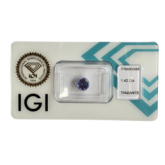Natürlicher tief bläulich violetter Tansanit, rund Mixed Cut, 1,42 ct, zertifizierter Edelstein für hochwertigen Schmuck