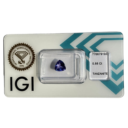 Natürlicher tief bläulich-violetter Tansanit, Trilliant Mixed Cut, 0,88 ct, zertifizierter Edelstein für hochwertigen Schmuck