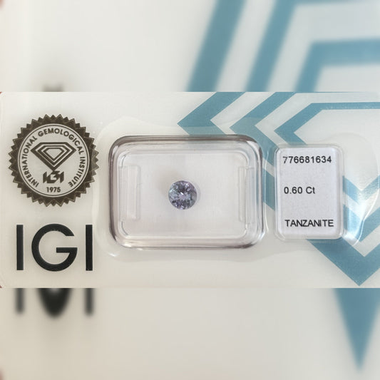 Natürlicher Tansanit – 0,60 ct | Round Mixed Cut | Grünlich Violett-Blau