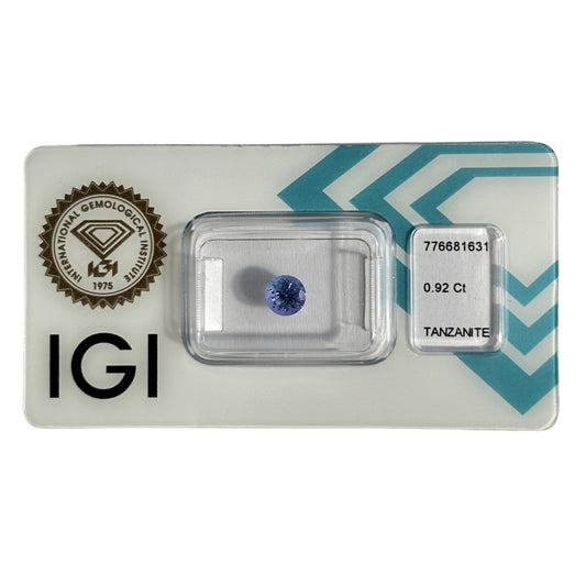 Natürlicher tief violett-blauer Tansanit, Rund Mixed Cut, 0,92 ct, zertifizierter Edelstein für hochwertigen Schmuck