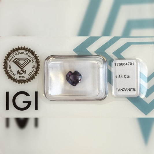 Natürlicher Tansanit – 1,54 ct | Heart Mixed Cut | Tief Bläulich Violett