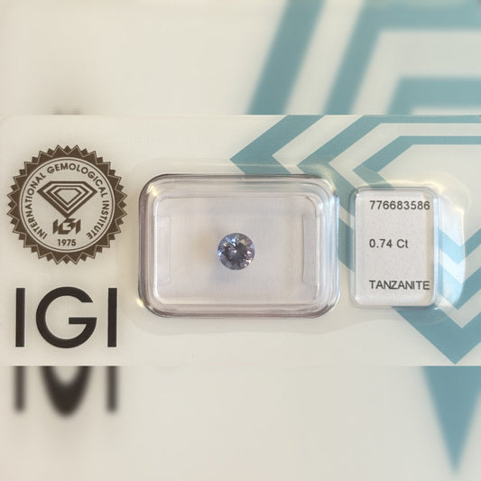 Natürlicher Tansanit – 0,74 ct | Round Mixed Cut | Violett-Blau