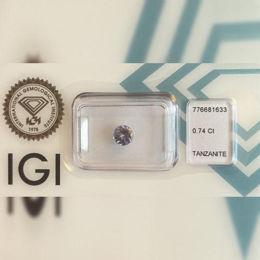 Natürlicher Tansanit – 0,74 ct | Round Mixed Cut | Violett-Blau