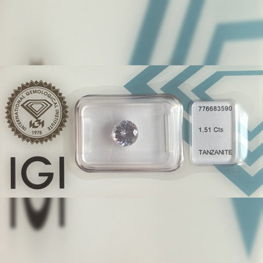 Natürlicher Tansanit – 1,51 ct | Round Mixed Cut | Violett