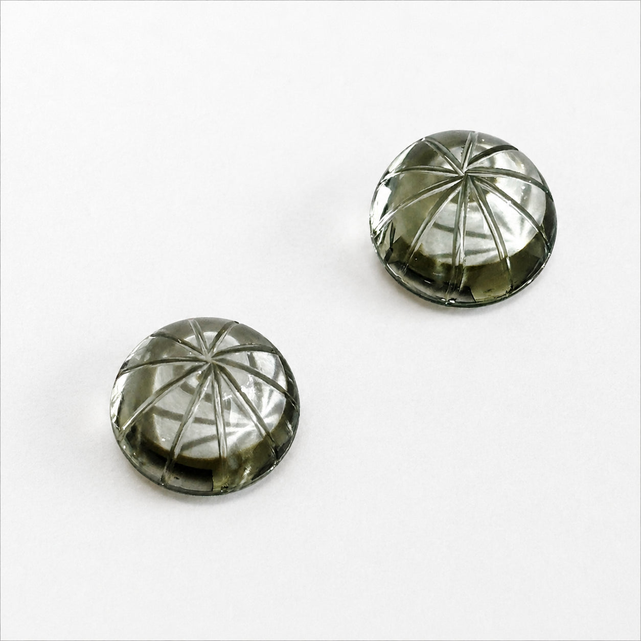 Natürlicher Prasiolith - Paar | 8,41 ct gesamt | Round Flowercut | Hellgrün