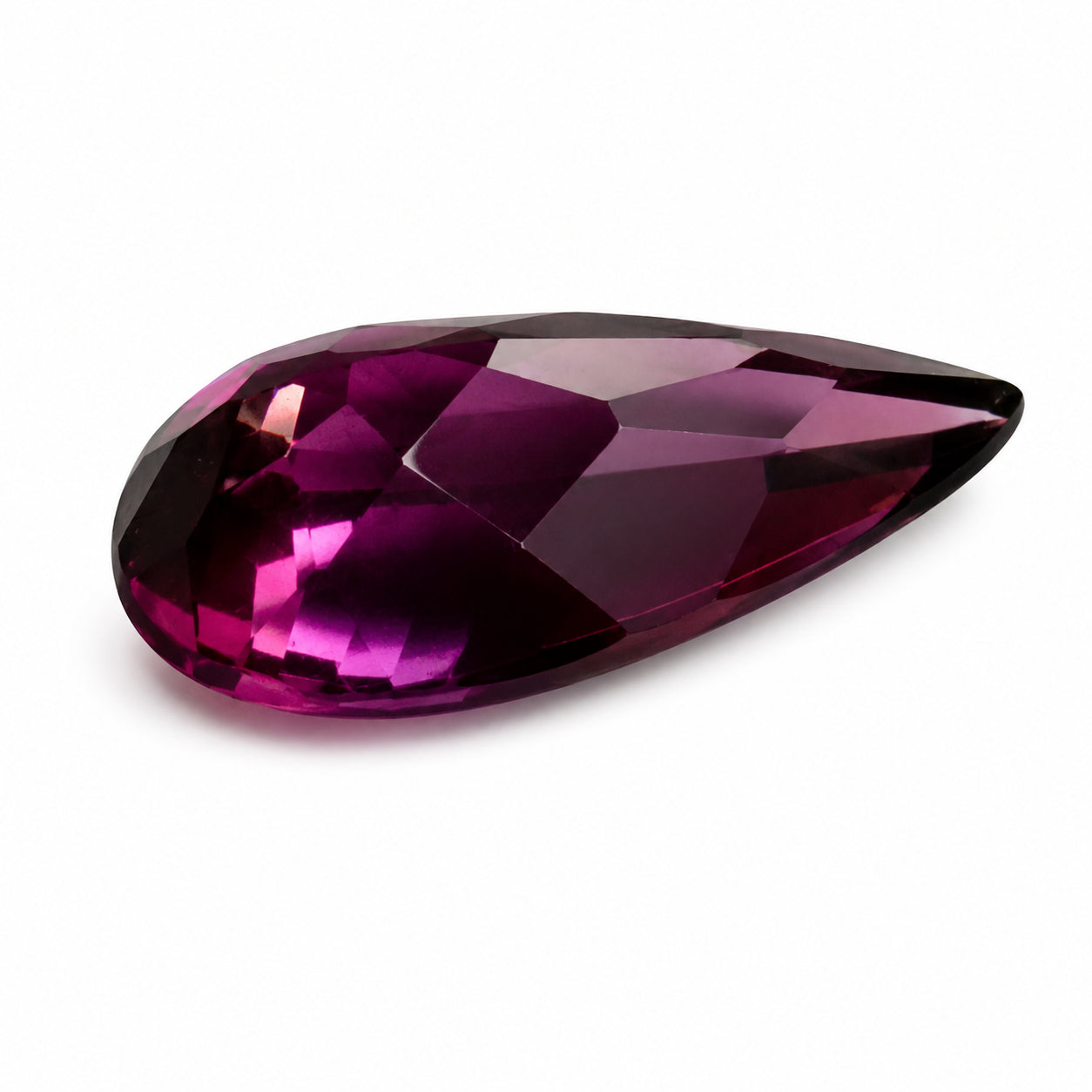 Natürlicher Rhodolith - 3,74 ct | Tropfen Buff-Top | Tiefes Violett-Purpur