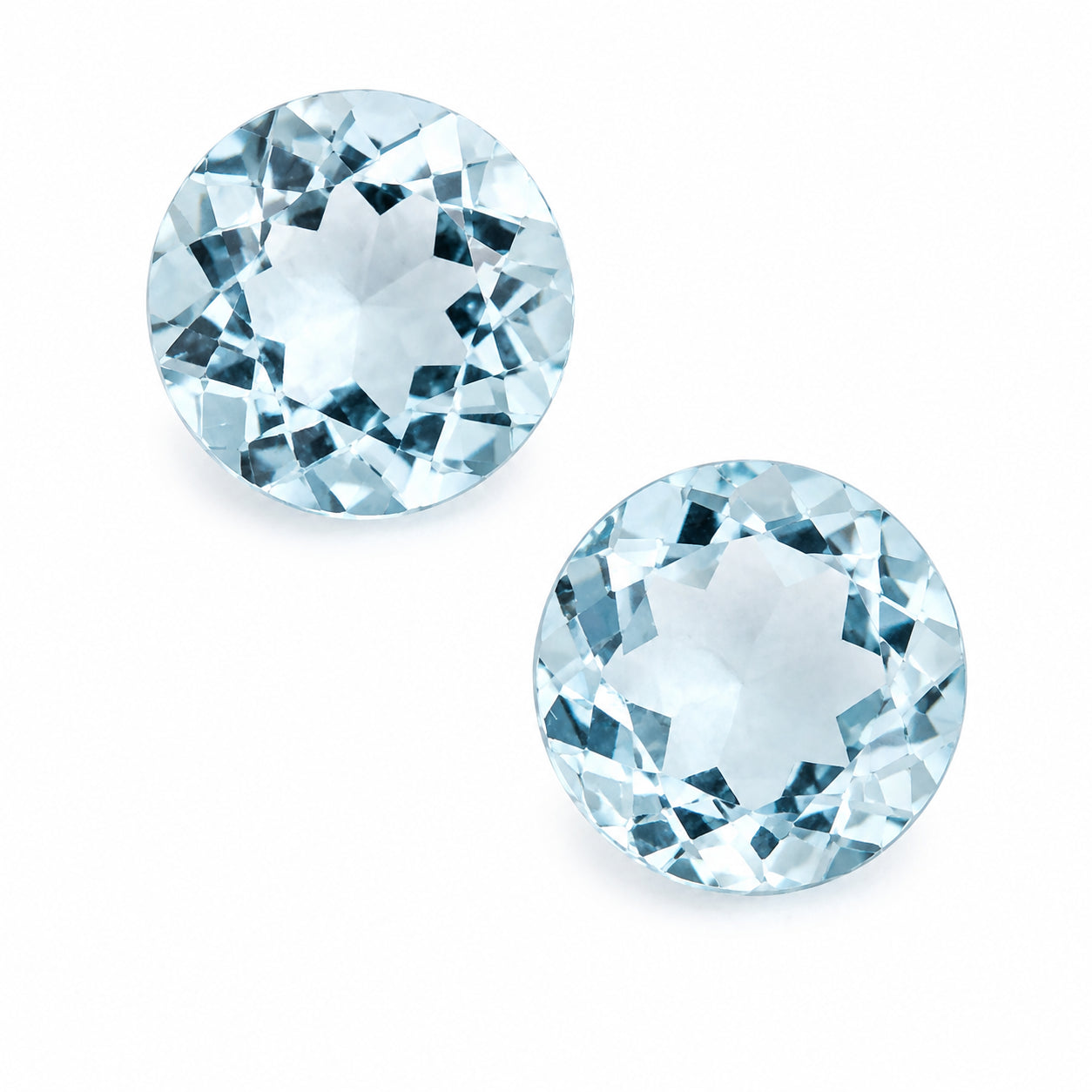 Natürliches Blautopas-Paar - 4,25 ct gesamt | Rund facettiert | Hellblau