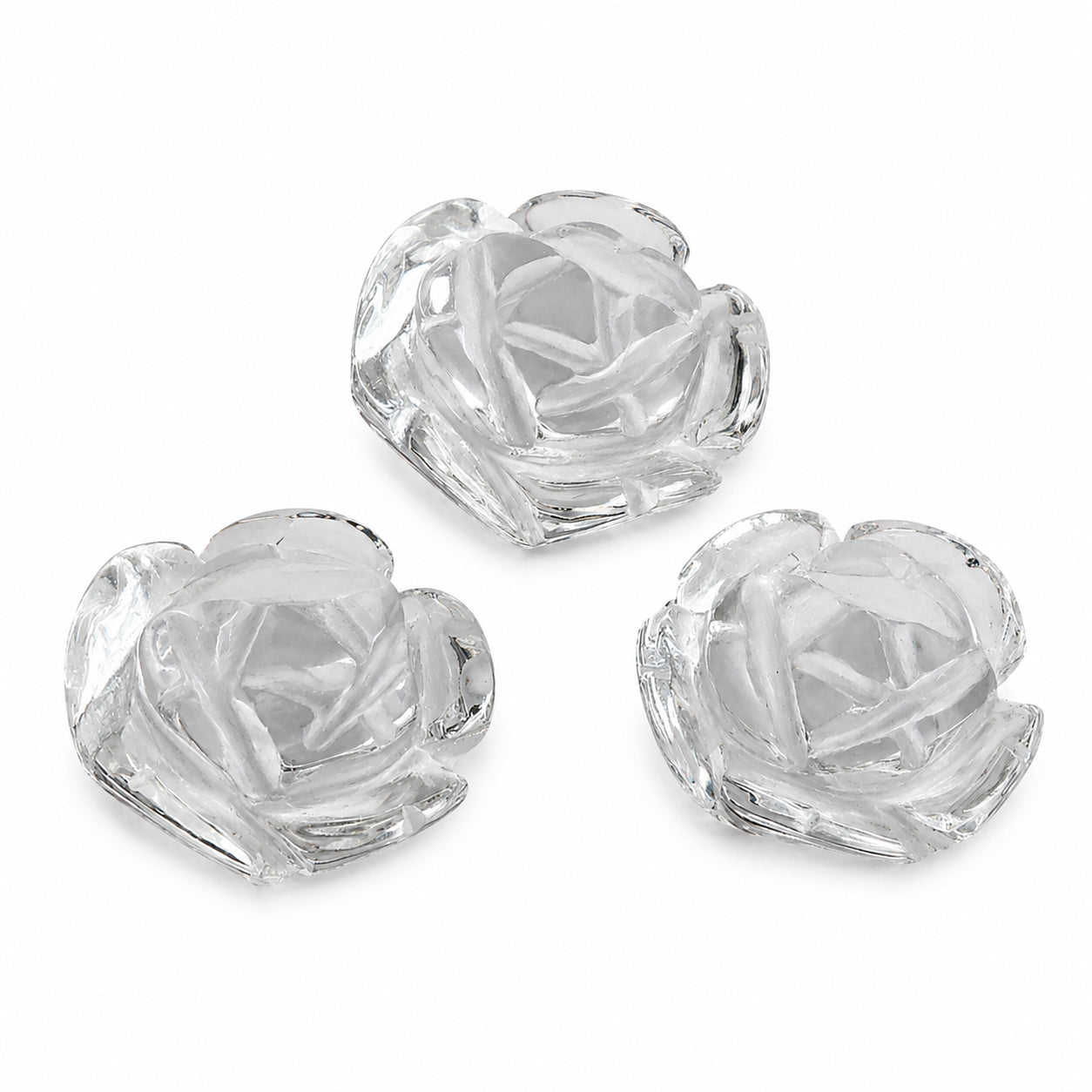 Natürliches Bergkristall-3er-Set - 30,43 ct | Blütenform | Farblos