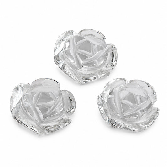 Natürliches Bergkristall-3er-Set - 30,43 ct | Blütenform | Farblos