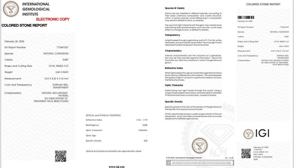 Natürlicher Rubin – 0,65 ct | Oval Mixed Cut | Purpurrot
