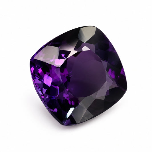 Natürlicher Amethyst – 24,41 ct | Square Cushion Mixed Cut | Tiefpurpur