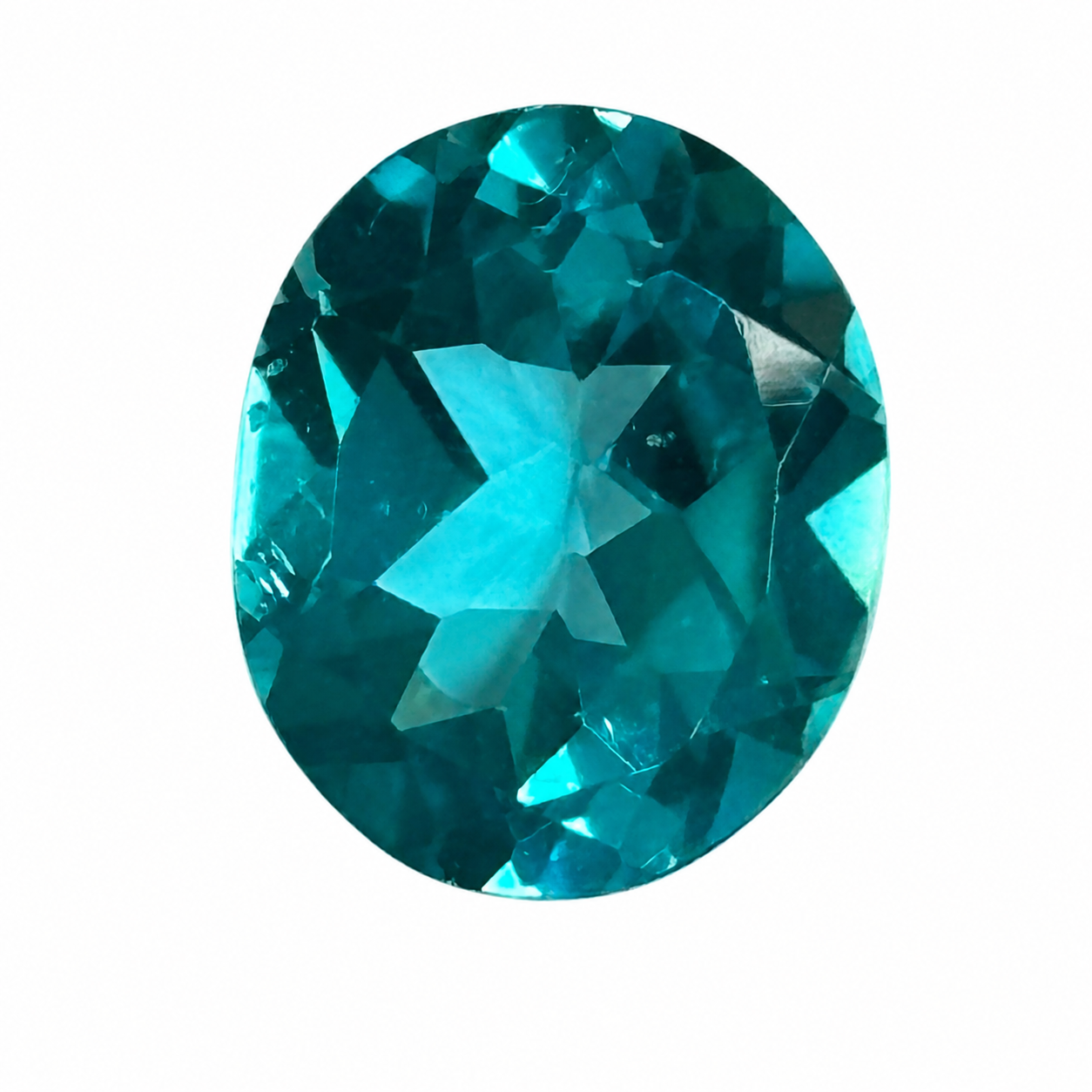 Natürlicher blauer Topas, oval Mixed Cut, 3,18 ct, zertifizierter Edelstein für hochwertigen Schmuck, Detailaufnahme.