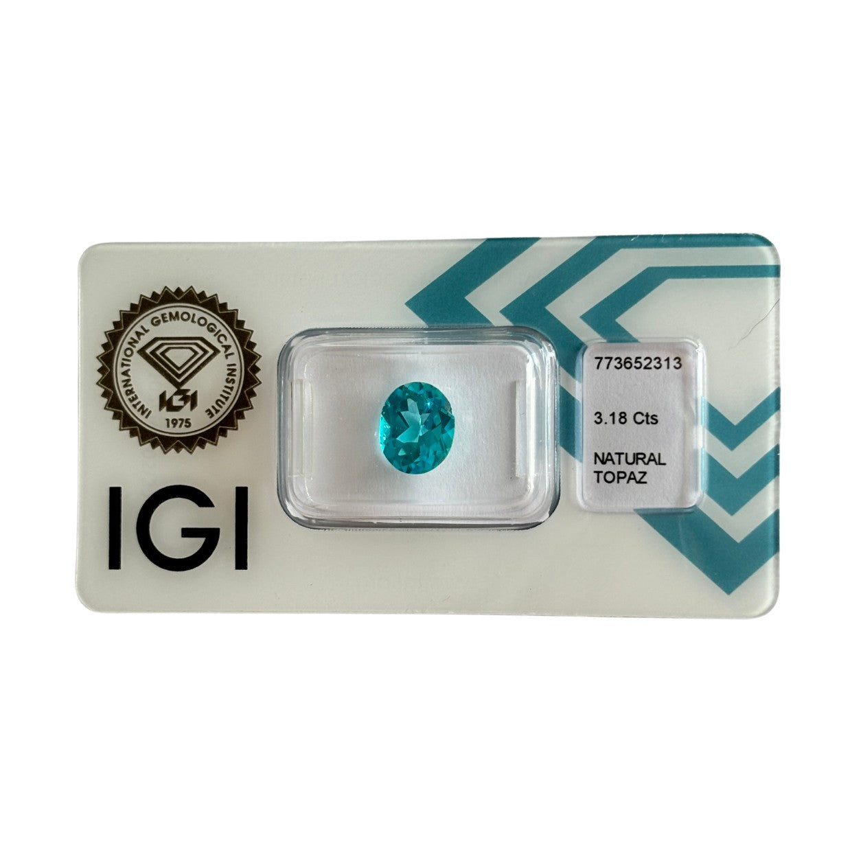 Natürlicher blauer Topas, oval Mixed Cut, 3,18 ct, zertifizierter Edelstein für hochwertigen Schmuck.