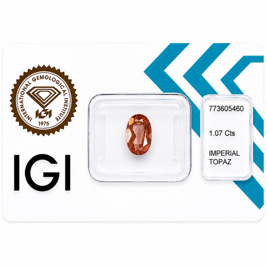 Natürlicher Imperial Topas – 1,07 ct | Oval Mixed Cut | Tief Rosa-Orange
