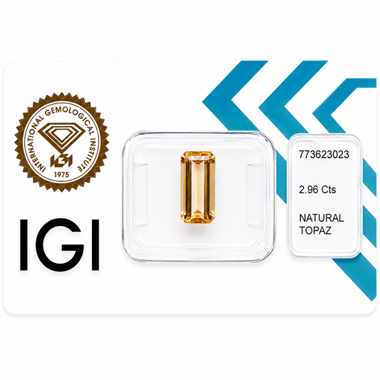 Natürlicher Topas – 2,96 ct | Emerald Cut | Tiefgelb