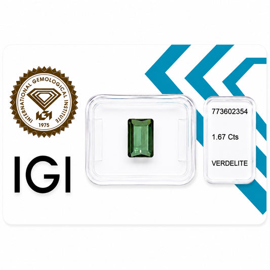 Natürlicher Verdelith – 1,67 ct | Rectangular Step Cut | Tiefgrün