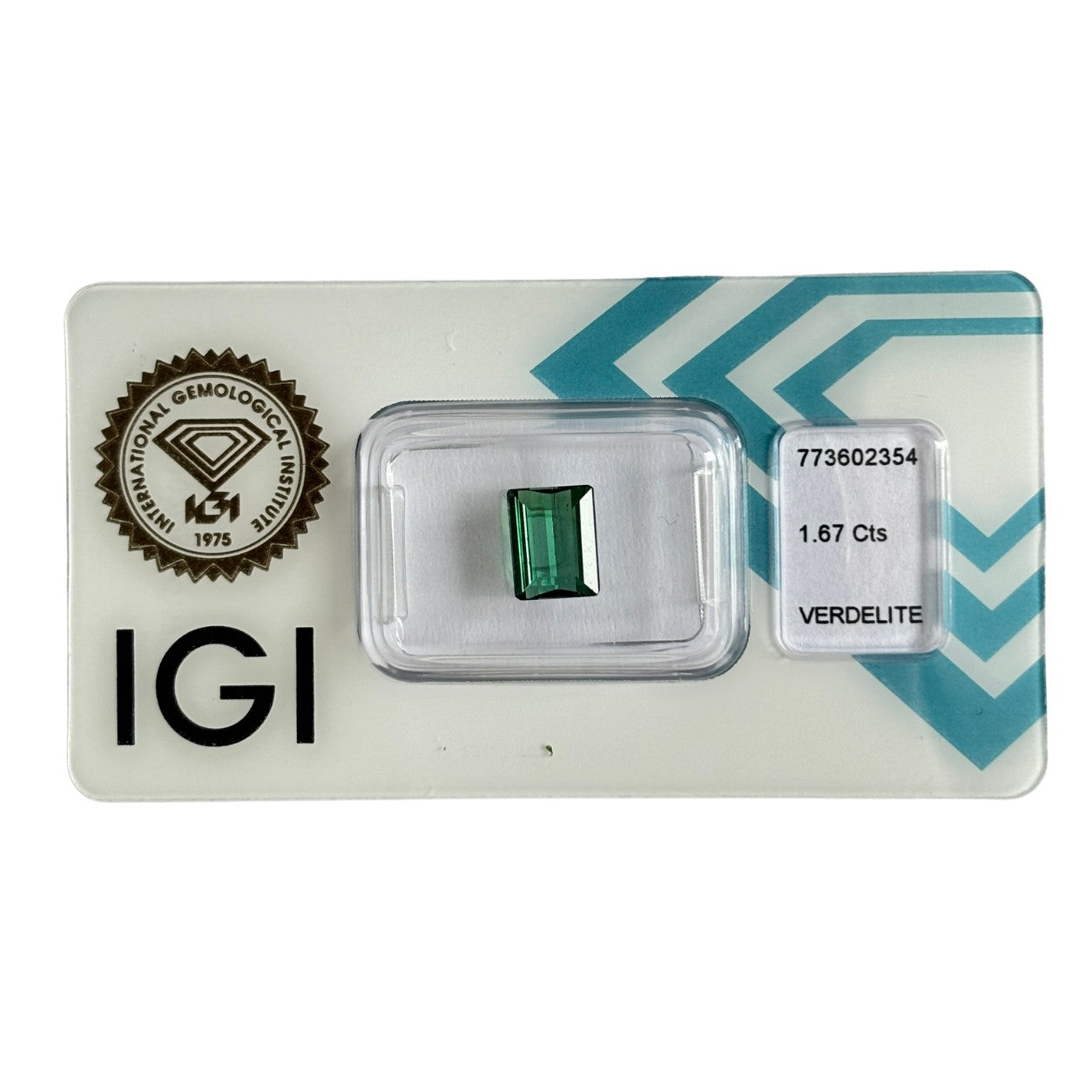 Natürlicher tief blaugrüner Verdelith, Rectangular Step Cut, 1,67 ct, zertifizierter Edelstein für hochwertigen Schmuck.