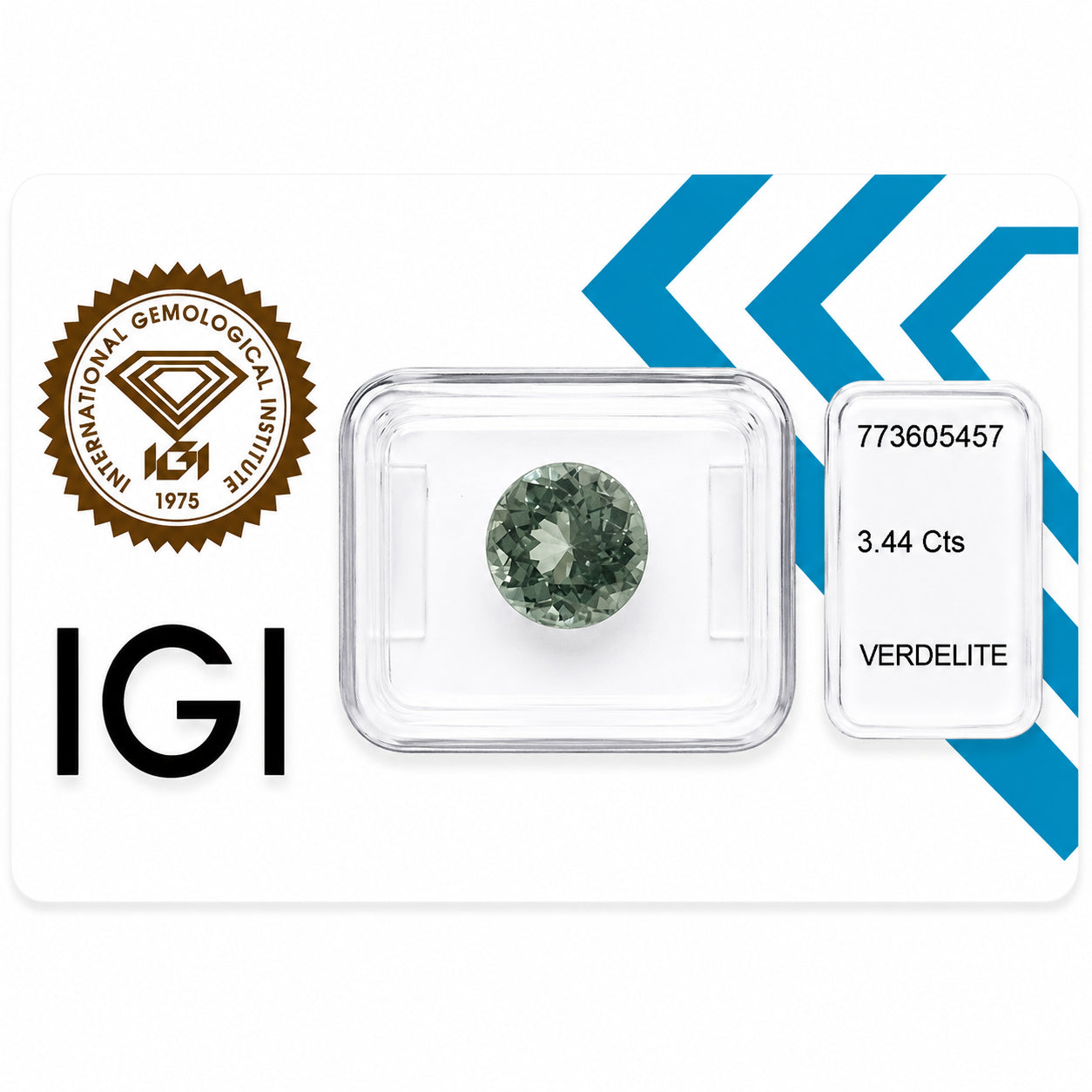 Natürlicher Verdelith – 3,44 ct | Round Mixed Cut | Tief Blaugrün