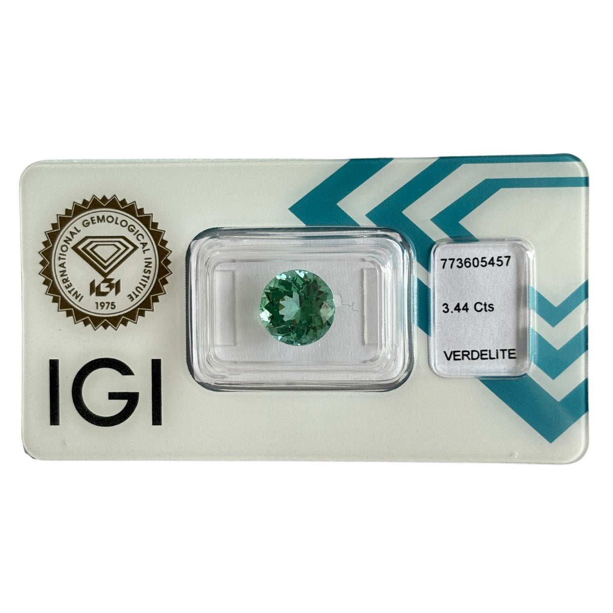 Natürlicher tief blaugrüner Verdelith, rund Mixed Cut, 3,44 ct, zertifizierter Edelstein für hochwertigen Schmuck.